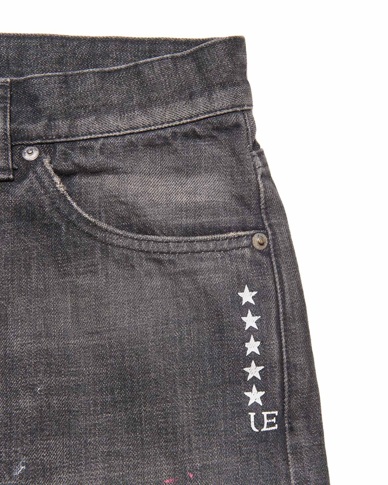 DAMAGED DENIM TAPERED-FIT JEANS,BLACK, large image number 3