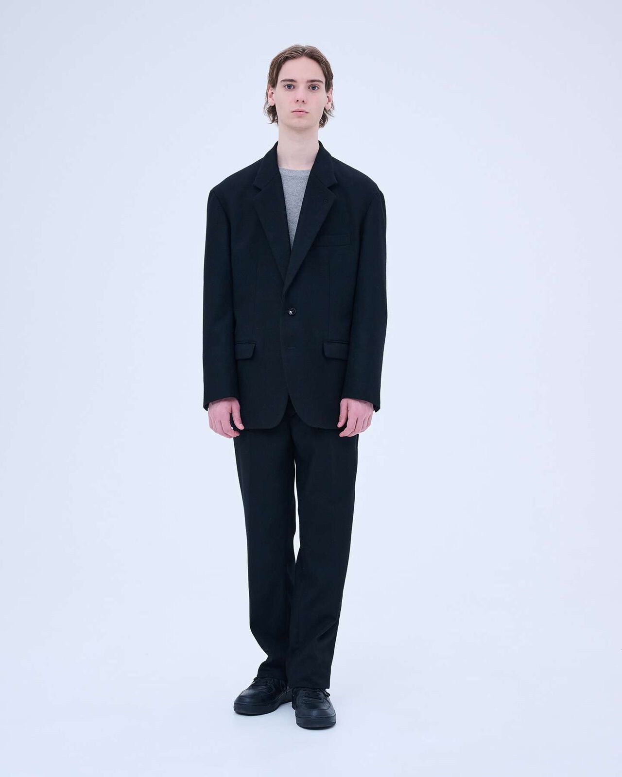 BLENDED WOOL CLASSIC 2BUTTON JACKET,BLACK, large image number 3