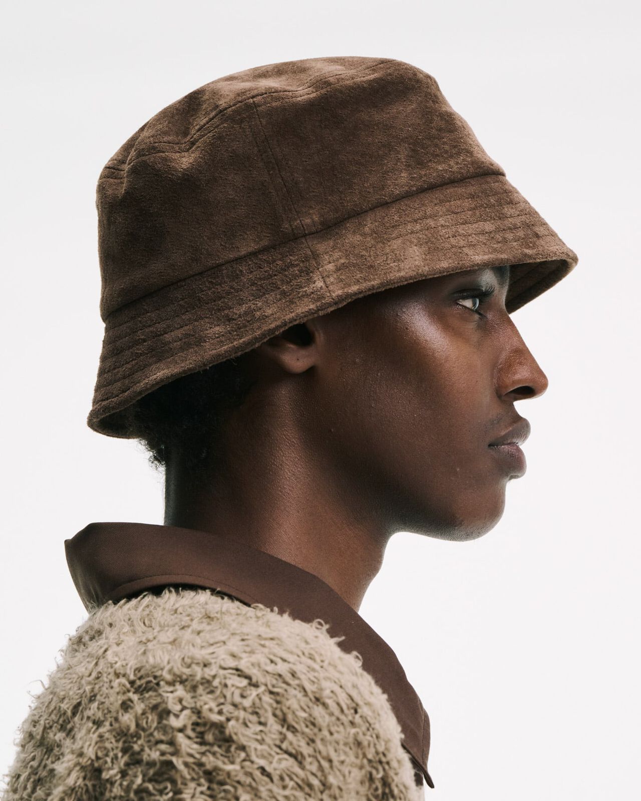 SUEDE BUCKET HAT,BROWN, large image number 2