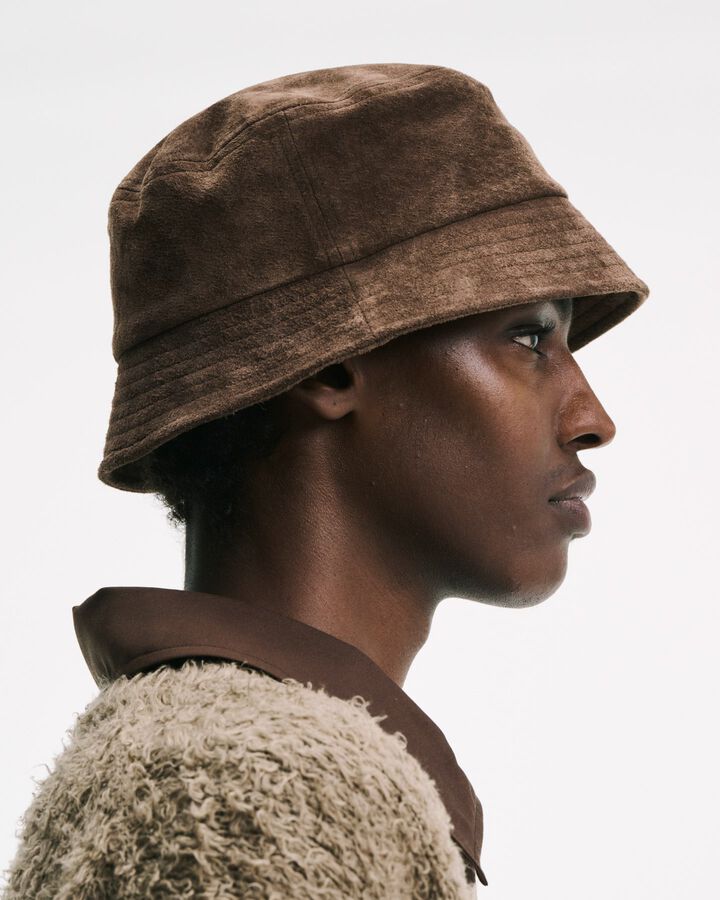 SUEDE BUCKET HAT,BROWN, medium image number 2