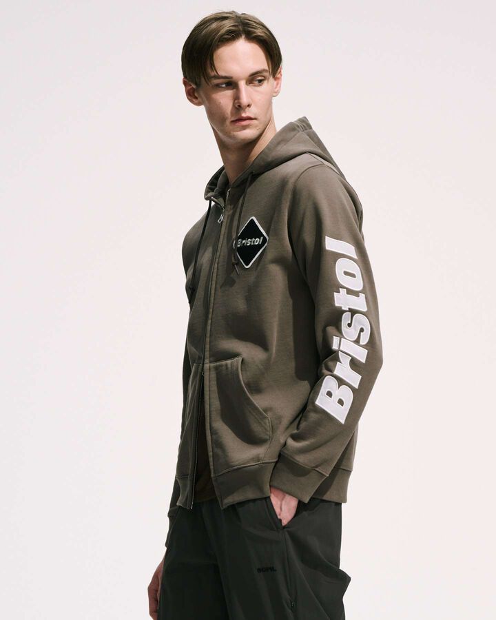 SLEEVE LOGO ZIP-UP SWEAT HOODIE,GREIGE, medium image number 5