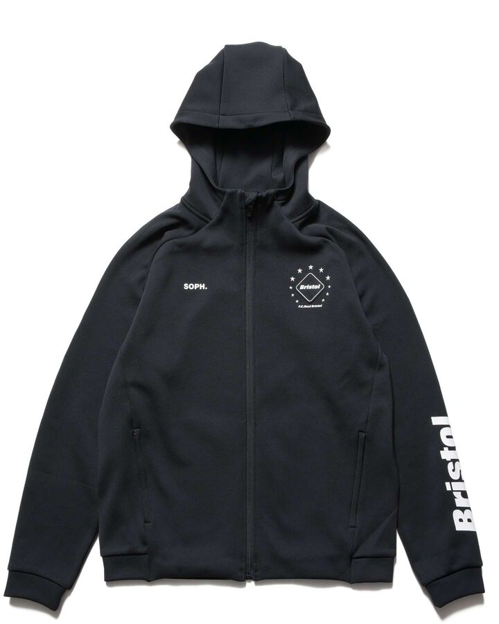 QUARTER KNIT ESSENTIAL ZIP-UP HOODIE,BLACK, medium