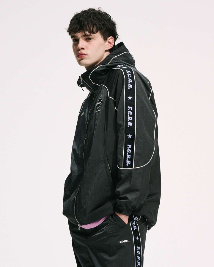 NYLON CHAMBRAY PRACTICE HOODED JACKET,BLACK, medium image number 6