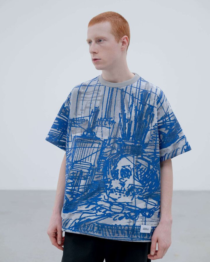 MICHAEL CHERNO: SKETCH HEM CORD TEE,BLUE, medium image number 6
