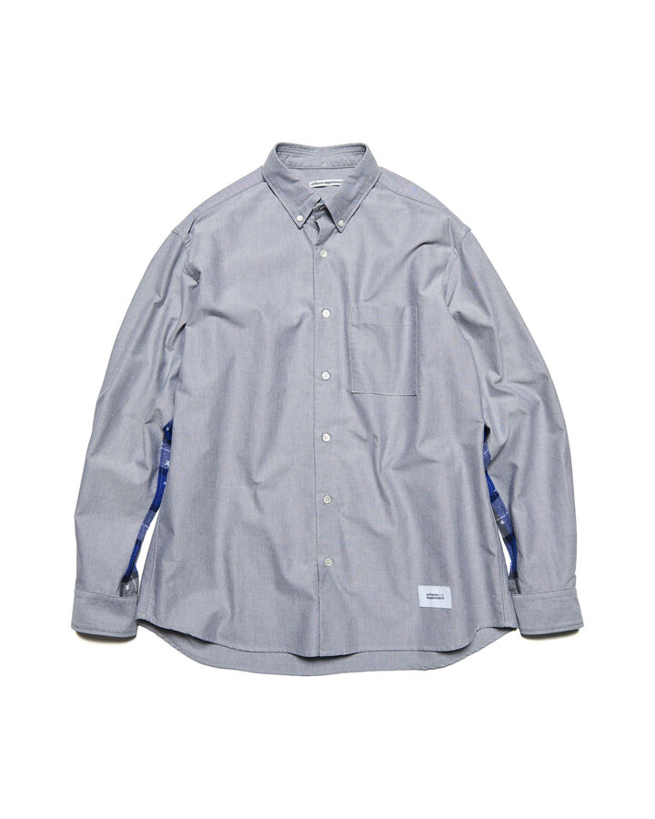 STAR PRINT CHECK PANELED B.D SHIRT,BLACK, medium image number 0