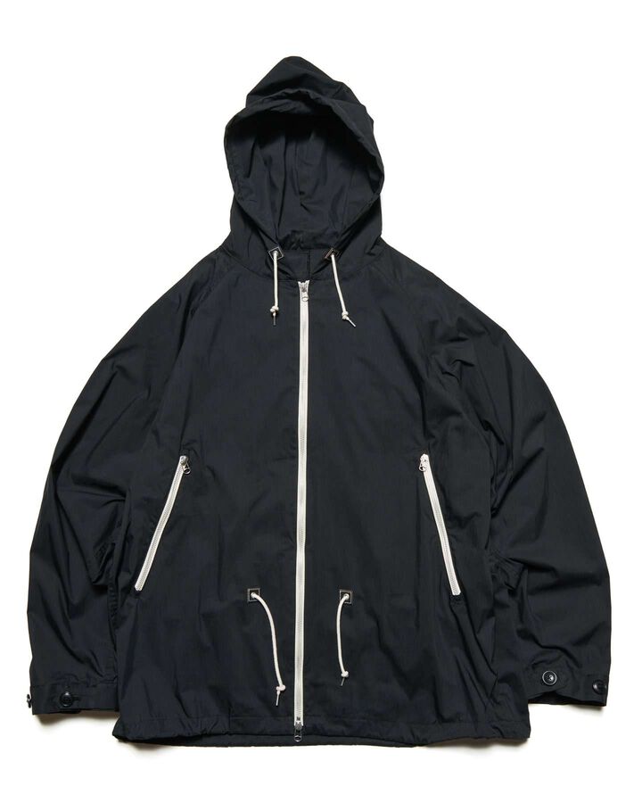 LIGHT POPLIN ZIP-UP HOODIE,BLACK, medium image number 0