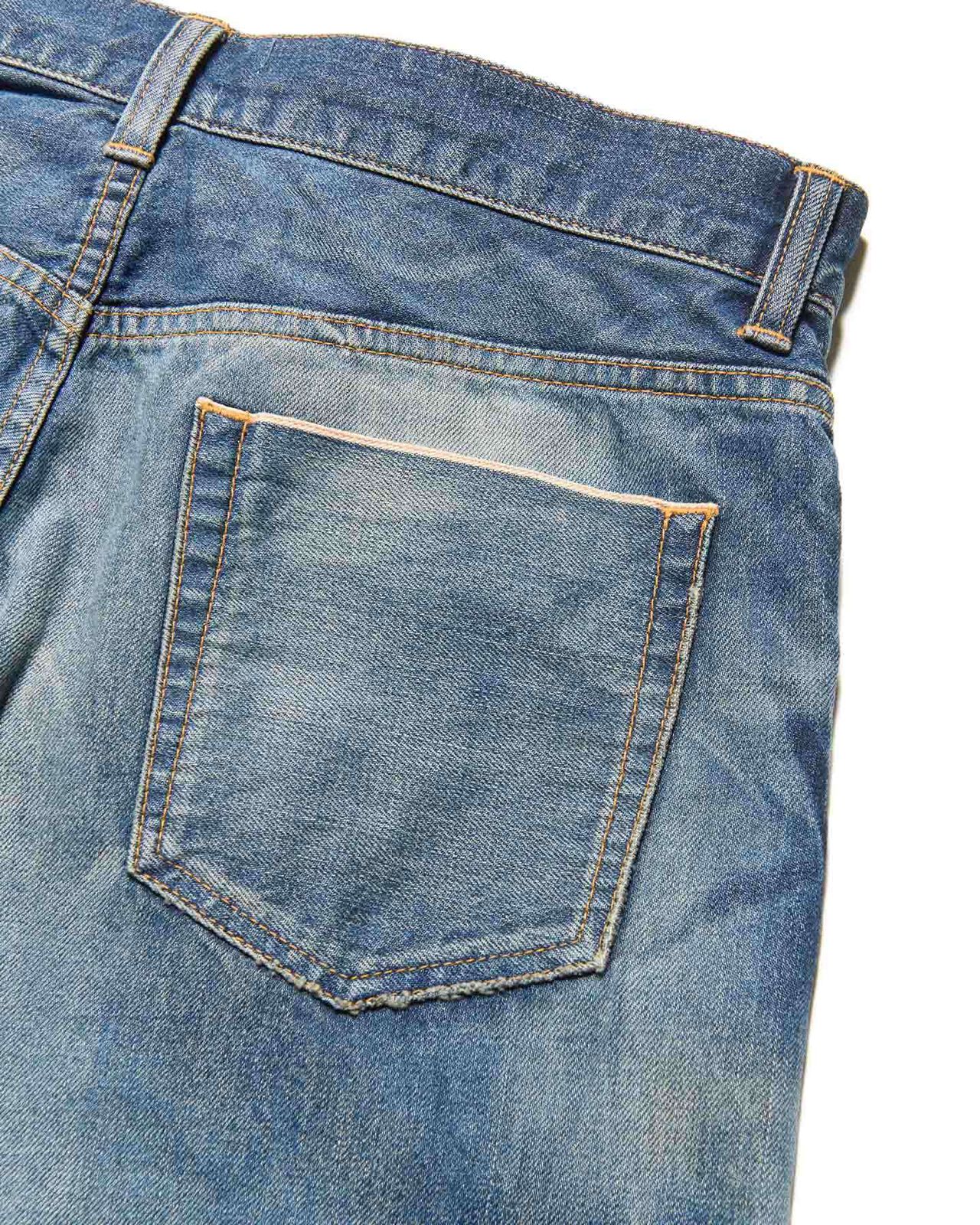 DAMAGED TAPERED-FIT JEANS,INDIGO, large image number 4