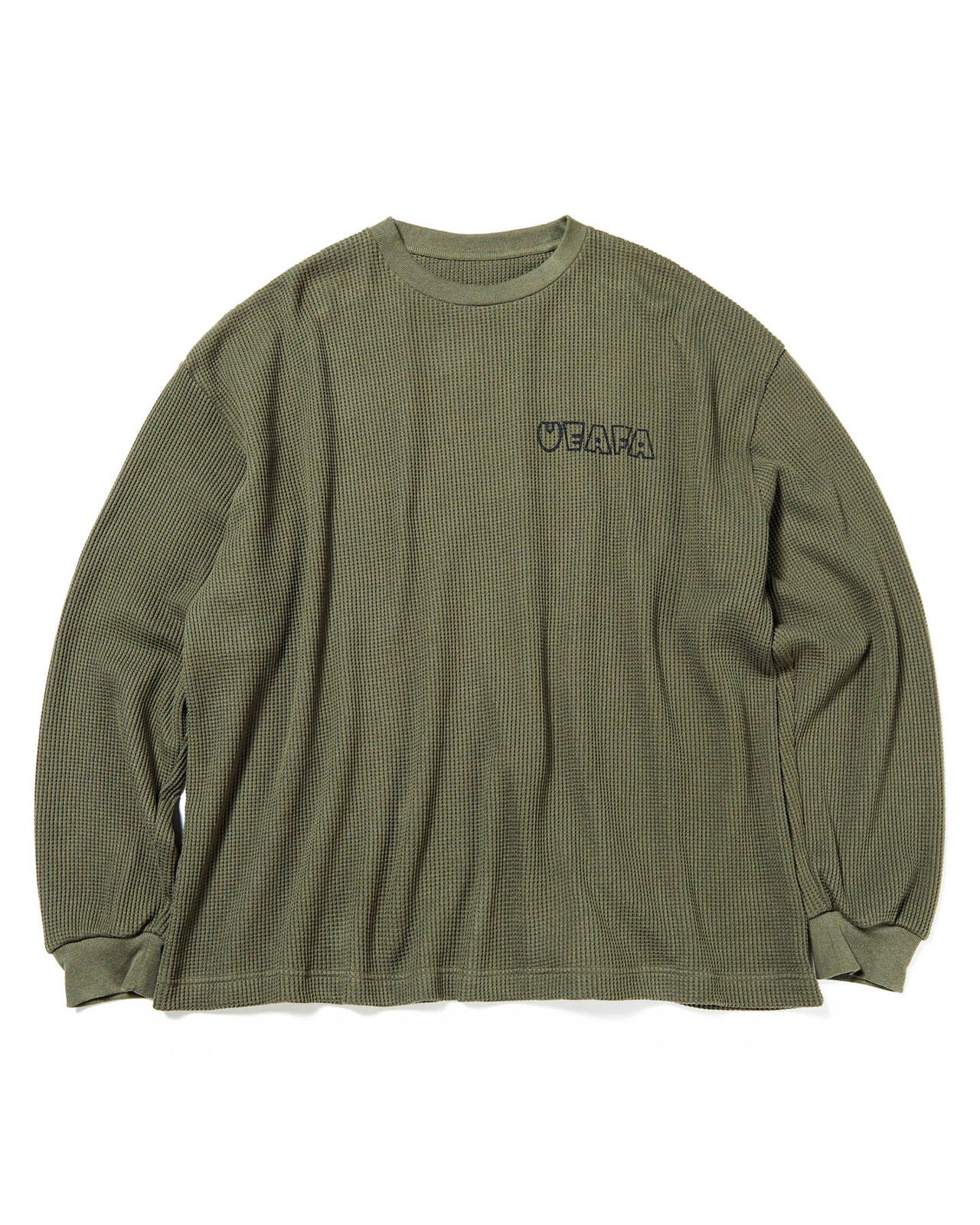 UEAFA WAFFLE L/S BAGGY TEE,KHAKI, large image number 0
