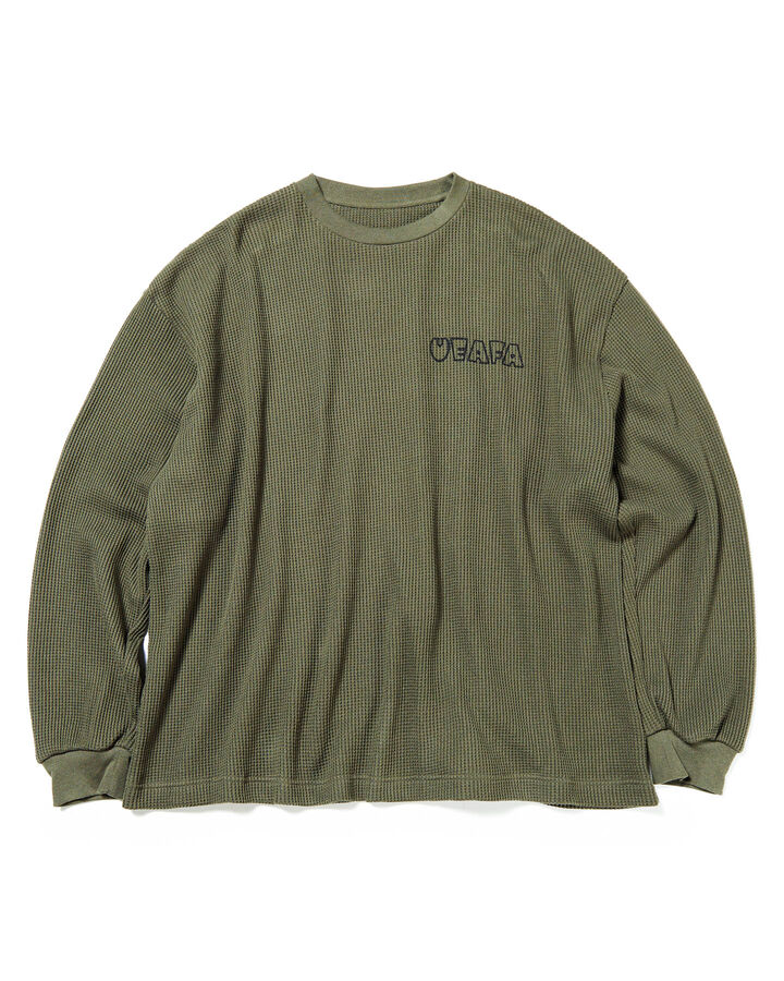 UEAFA WAFFLE L/S BAGGY TEE,KHAKI, medium