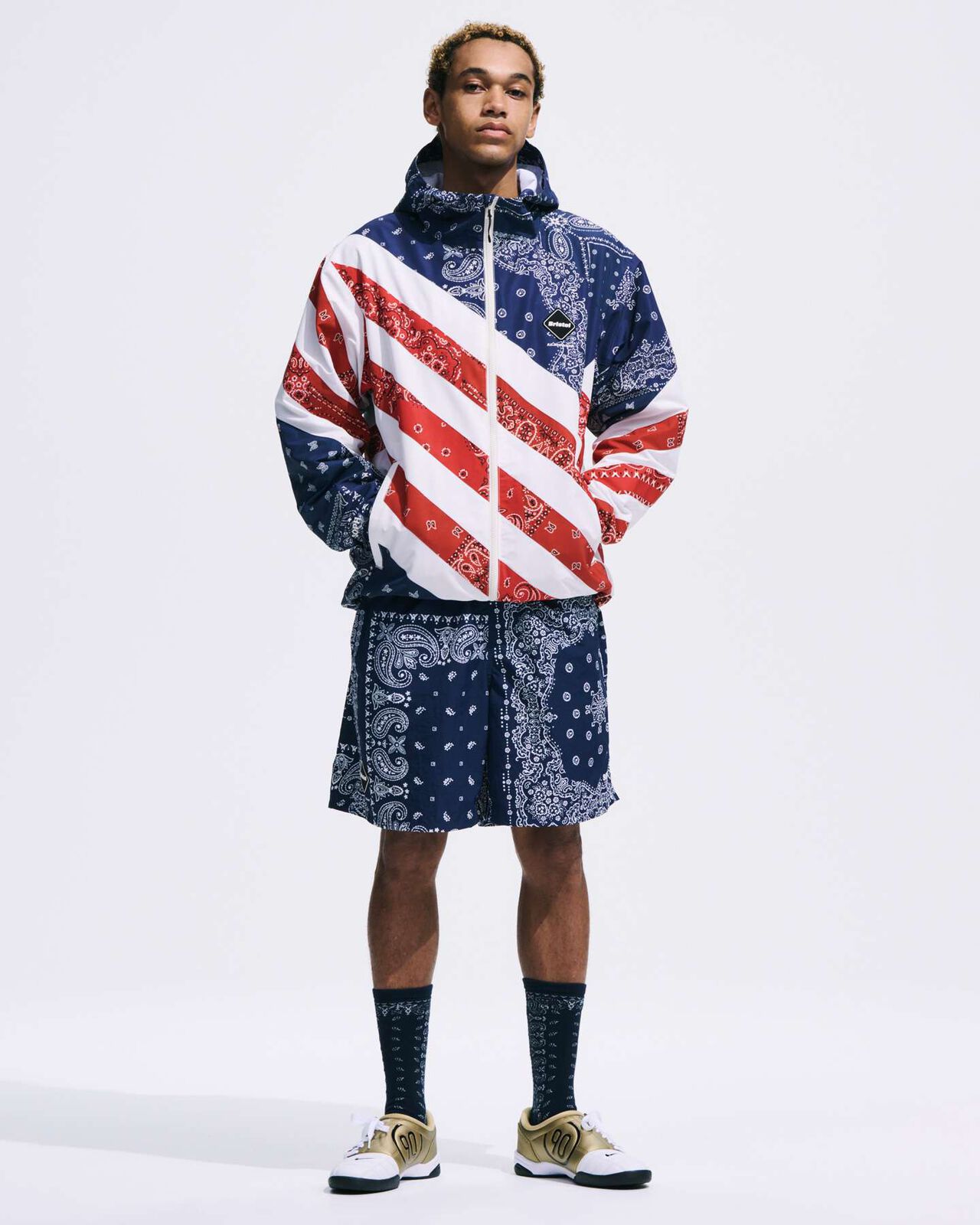 PATCHWORK STRIPE PRACTICE JACKET,BLACK, large image number 9