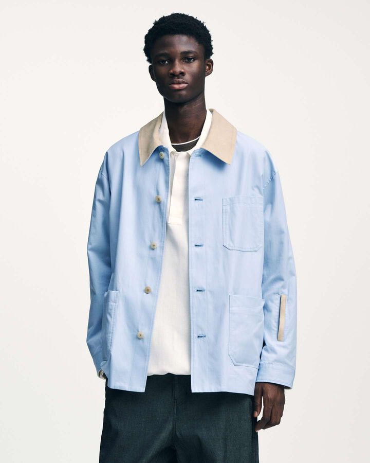 LEATHER COLLAR COVERALL,BEIGE, medium image number 8