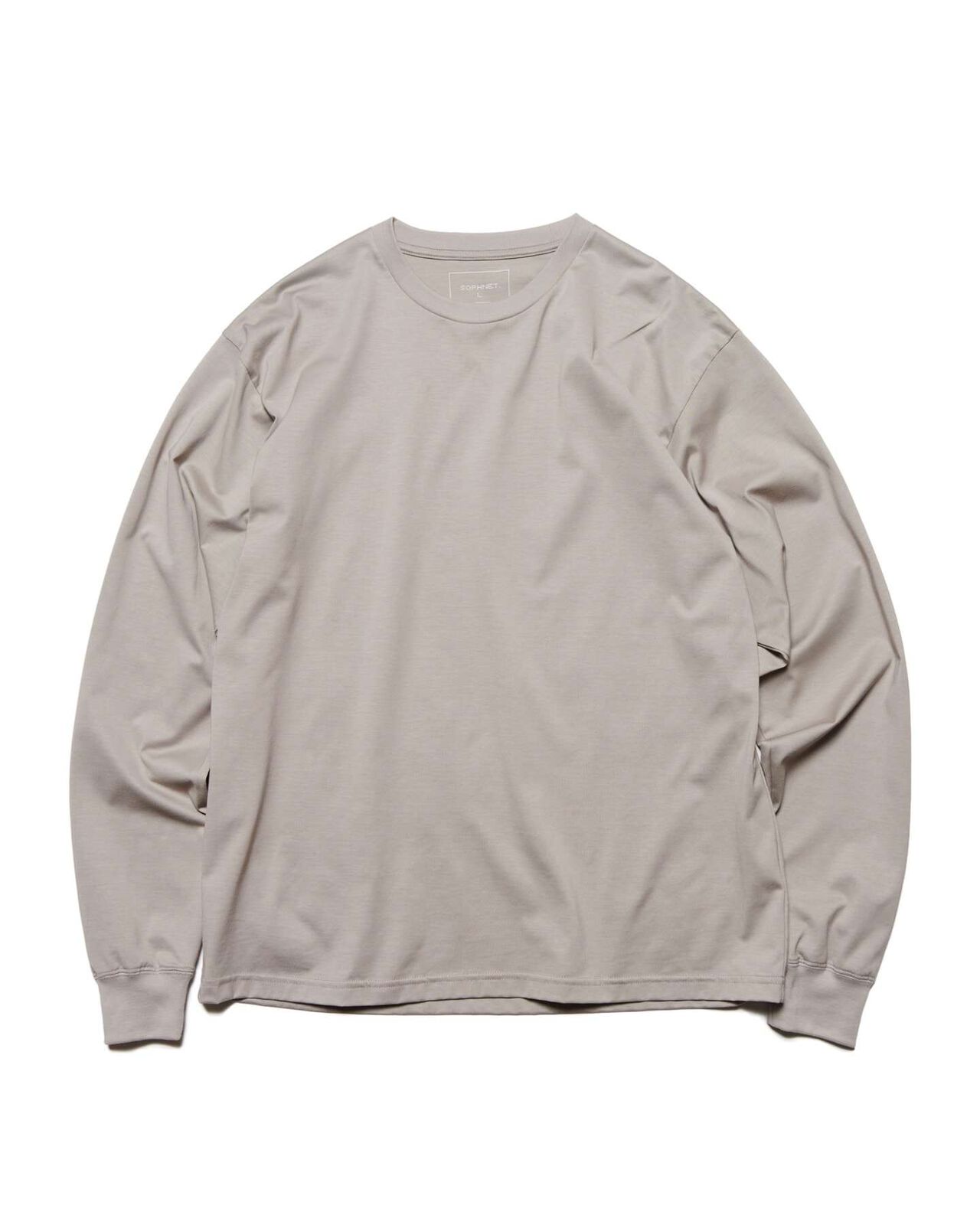 LUSTER COTTON ESSENTIAL L/S TEE,GREIGE, large image number 0