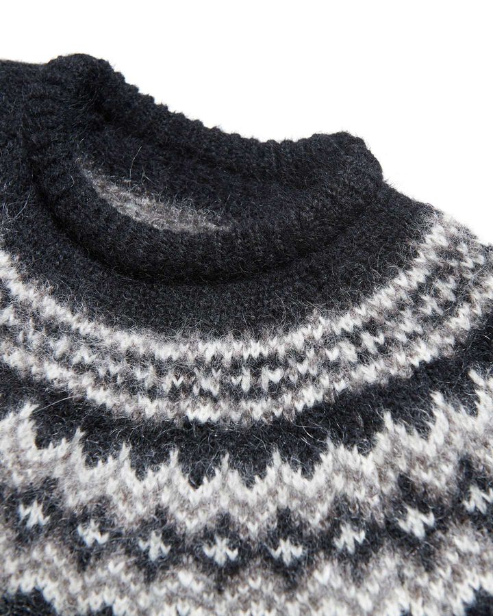 MOHAIR NORDIC CREWNECK KNIT,BLACK, medium image number 1