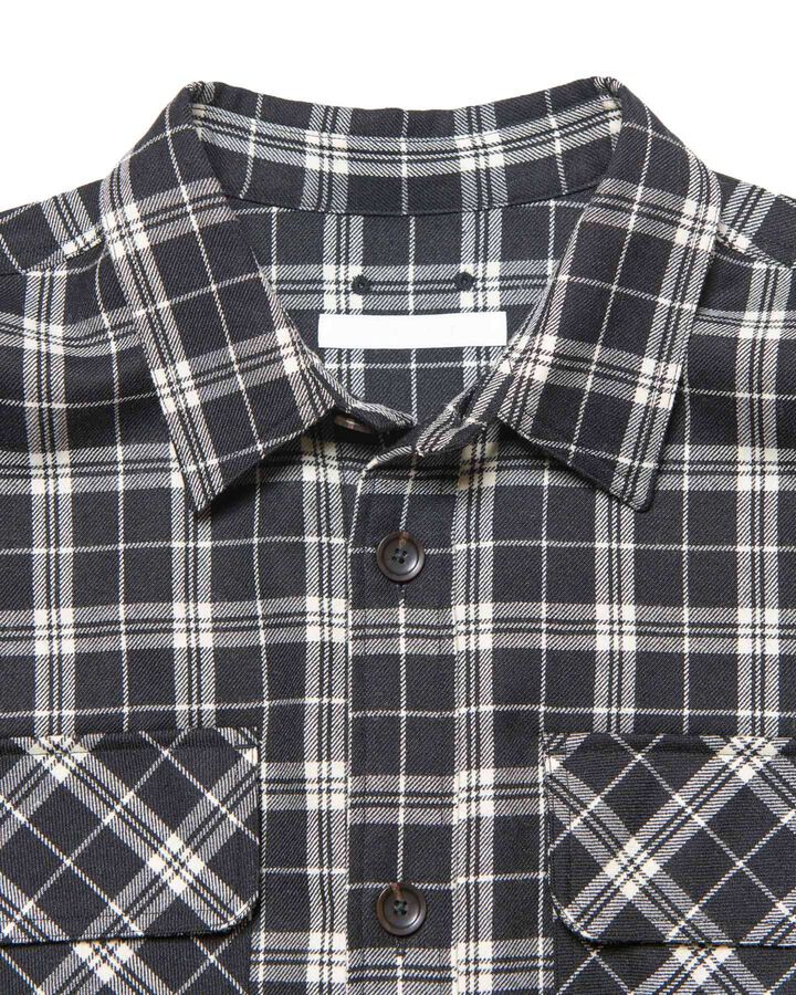 SAXONY WOOL CHECK LOGO PATCH SHIRT,A, medium image number 2