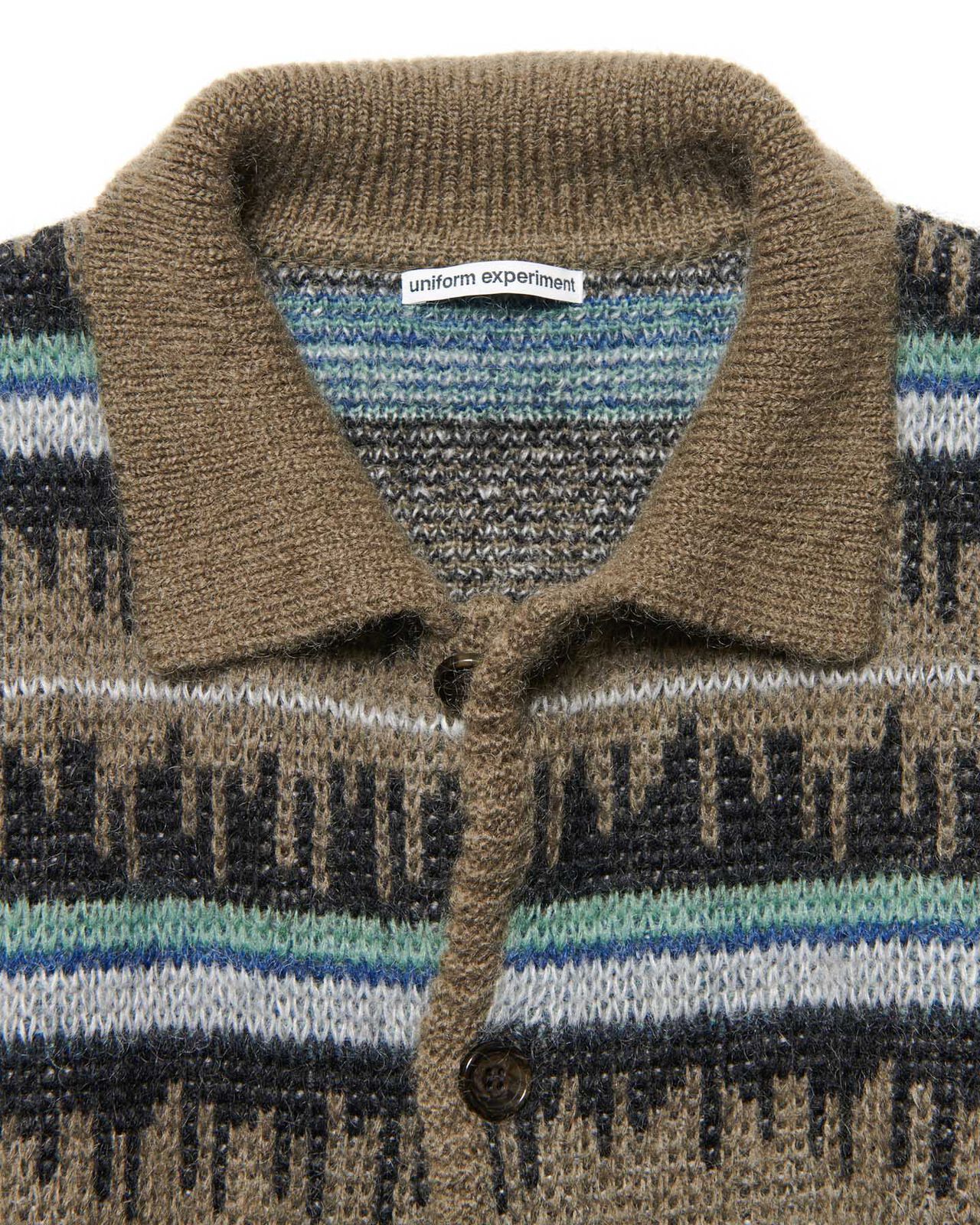 MOHAIR BORDER KNIT BLOUSON,KHAKI, large image number 2