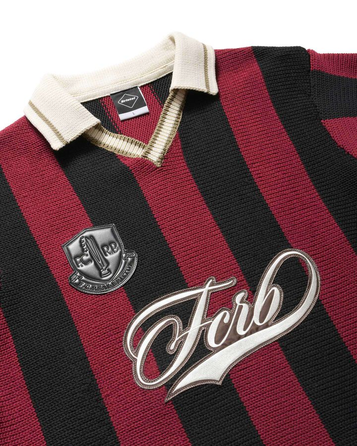 STRIPE KNIT SHIRT,BURGUNDY, medium image number 2