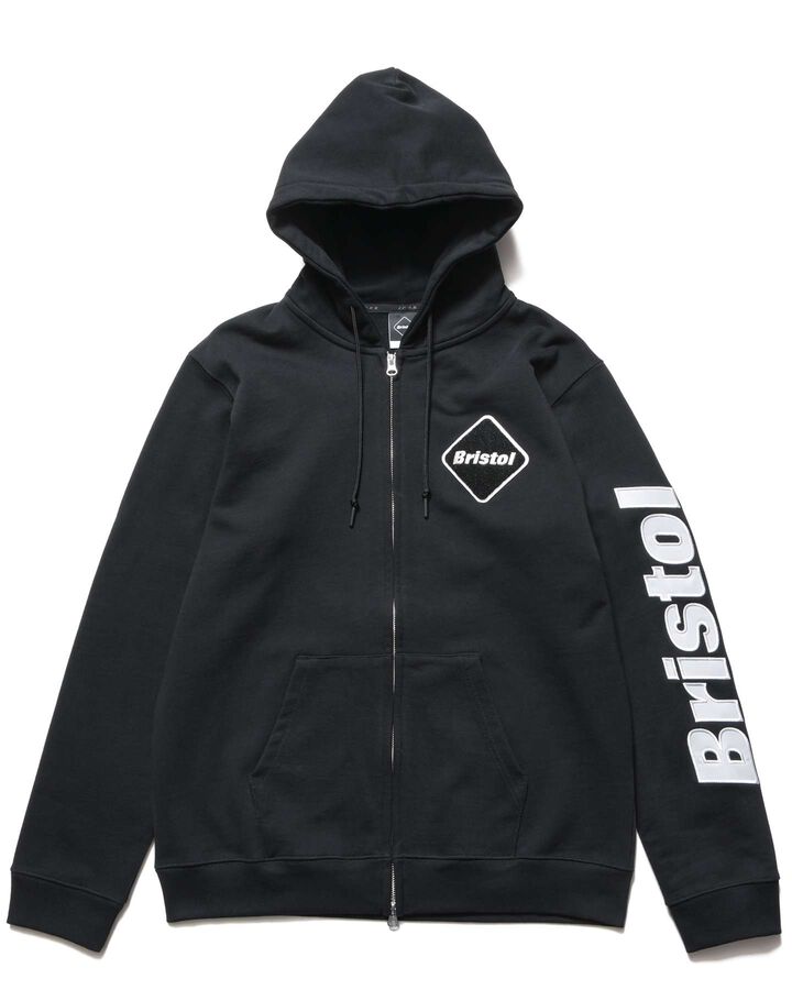 SLEEVE LOGO ZIP-UP SWEAT HOODIE,BLACK, medium image number 0