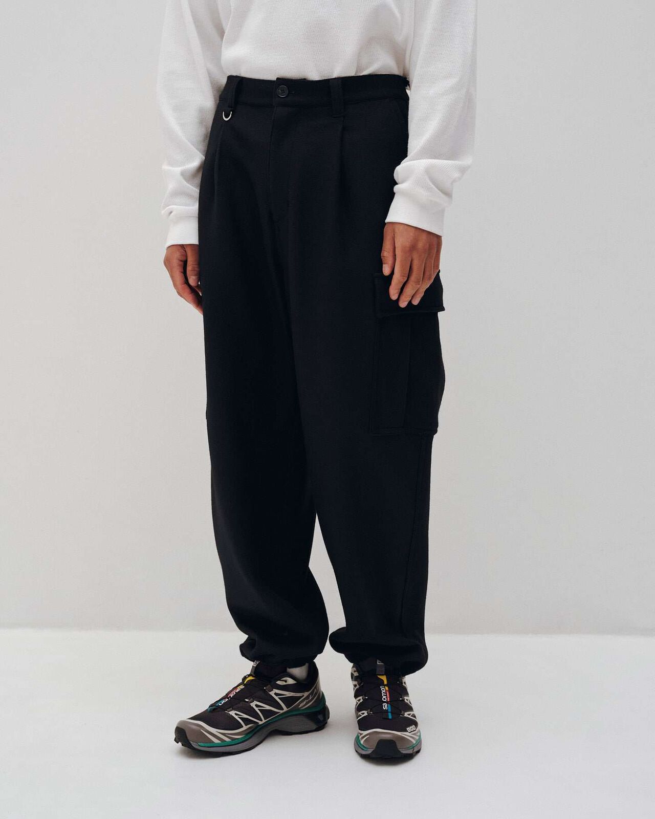 HARD MELTON 1TUCK TAPERED CARGO PANTS,NAVY, large image number 7