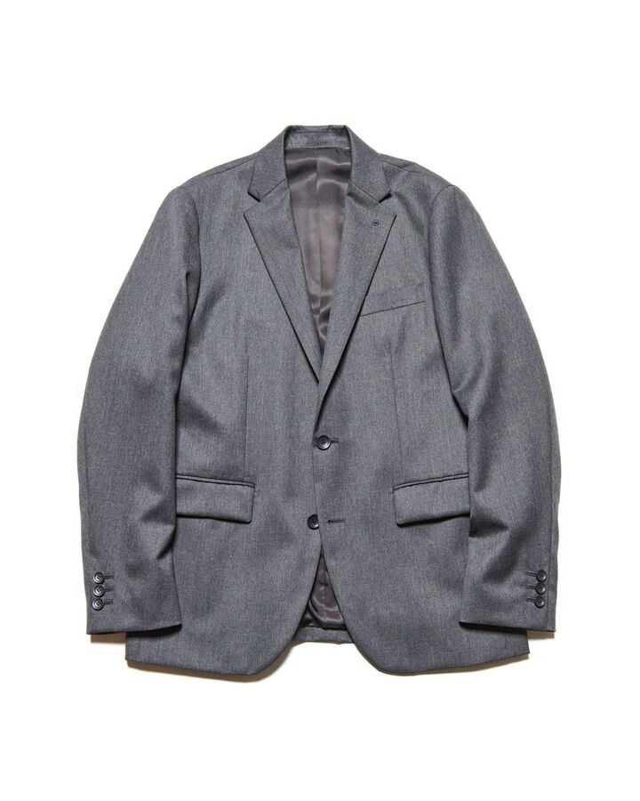 FLANNEL WOOL STANDARD 2BUTTON JACKET,CHARCOAL GRAY, medium