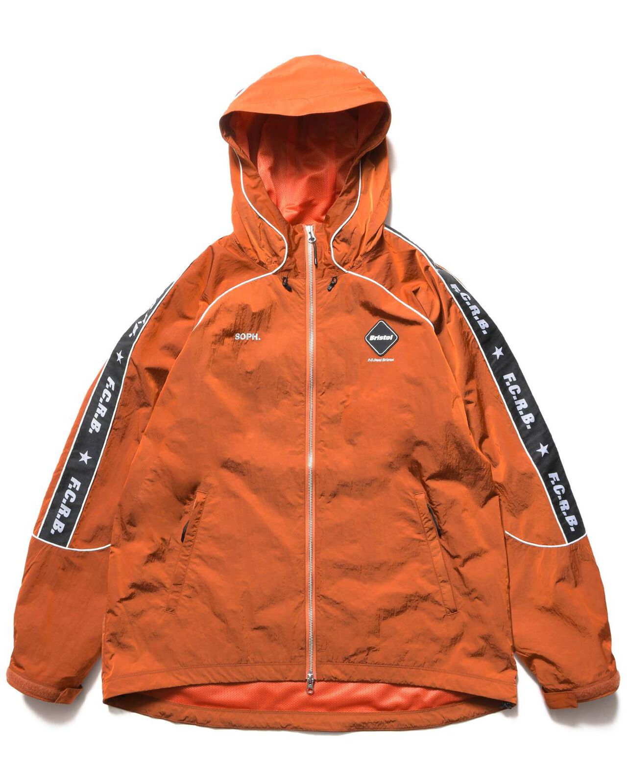 NYLON CHAMBRAY PRACTICE HOODED JACKET,ORANGE, large image number 0