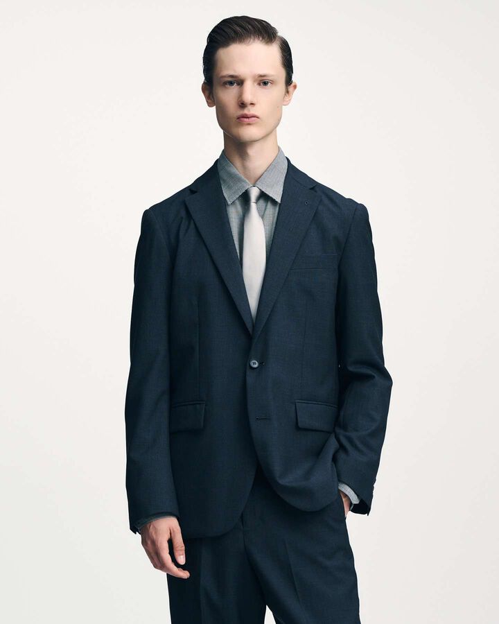 WOOL TROPICAL STANDARD 2BUTTON JACKET,NAVY, medium image number 4