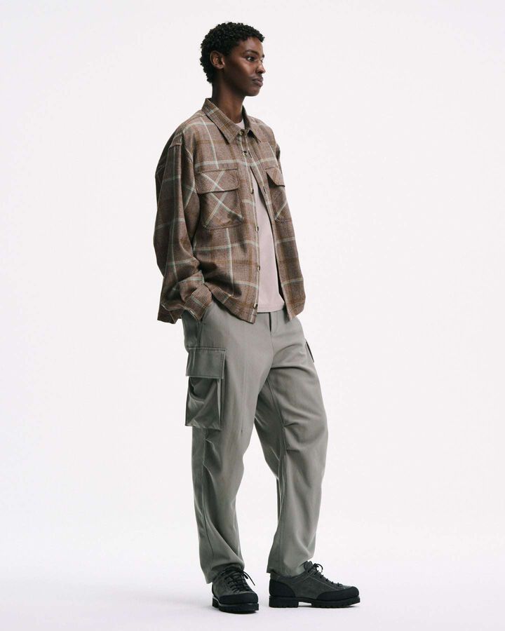 SAXONY WOOL CHECK LOGO PATCH SHIRT,A, medium image number 5