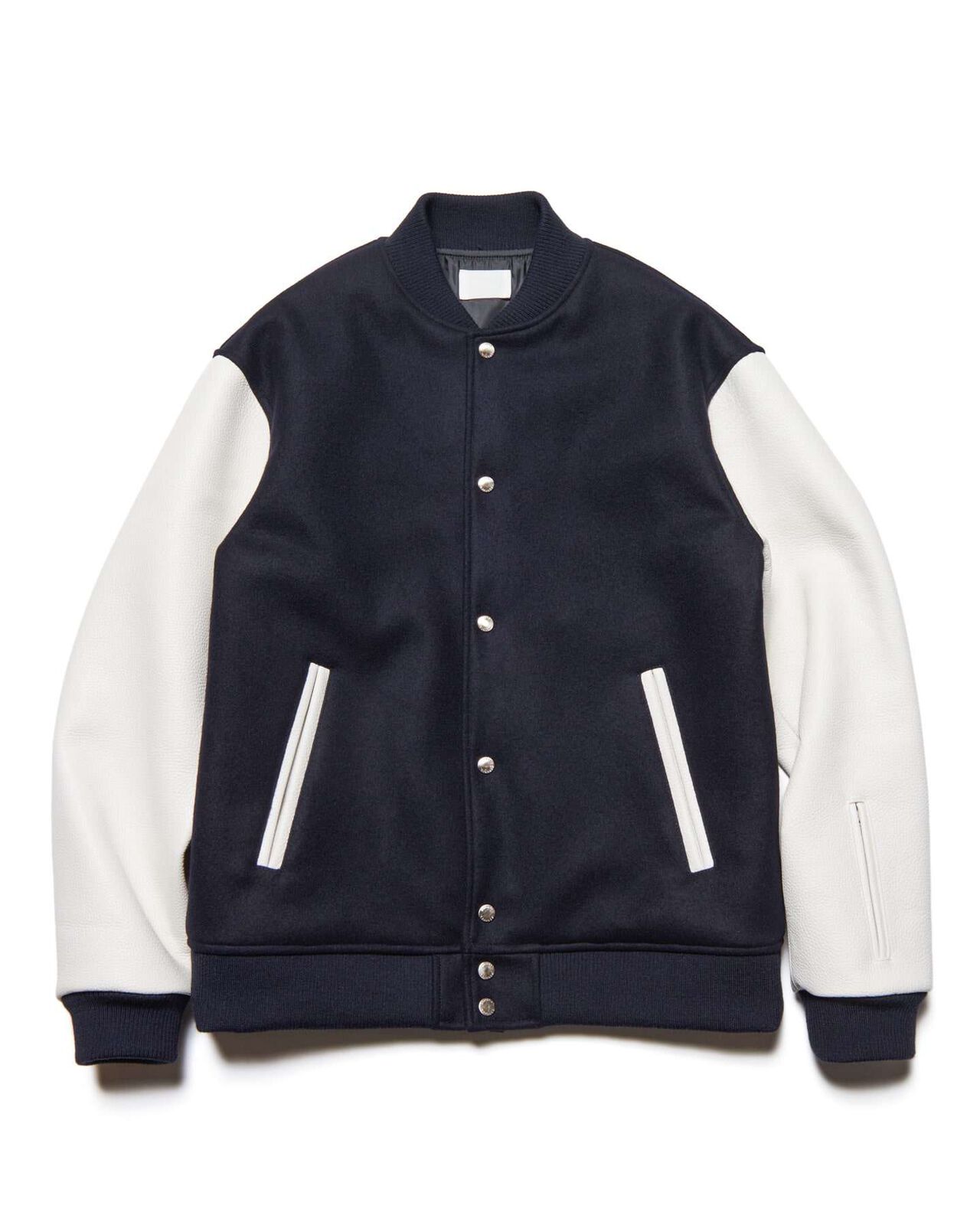 MELTON LAMBSWOOL VARSITY JACKET,NAVY, large image number 0