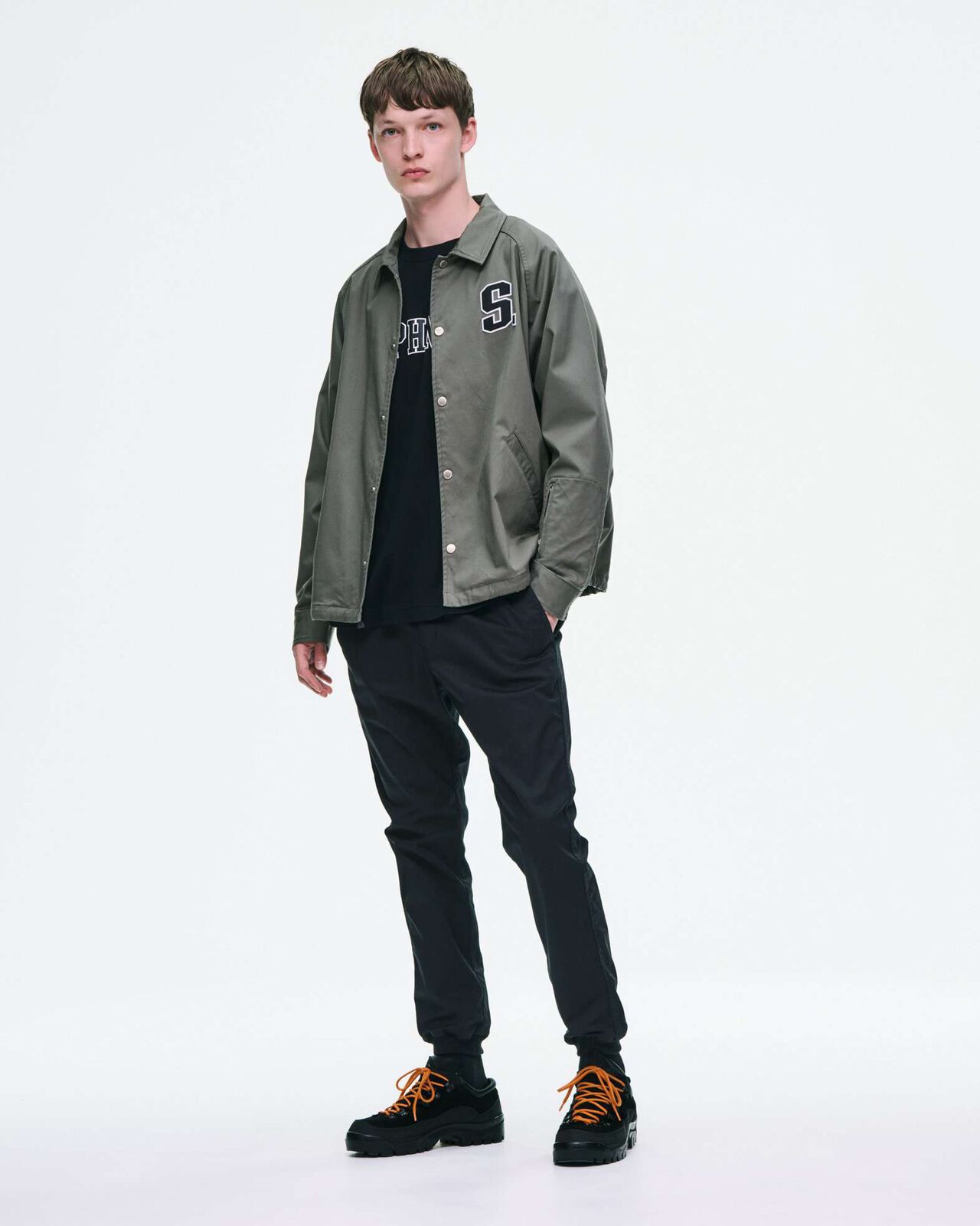 STRETCH TWILL SLIM-FIT RIBBED PANTS,BLACK, large image number 5