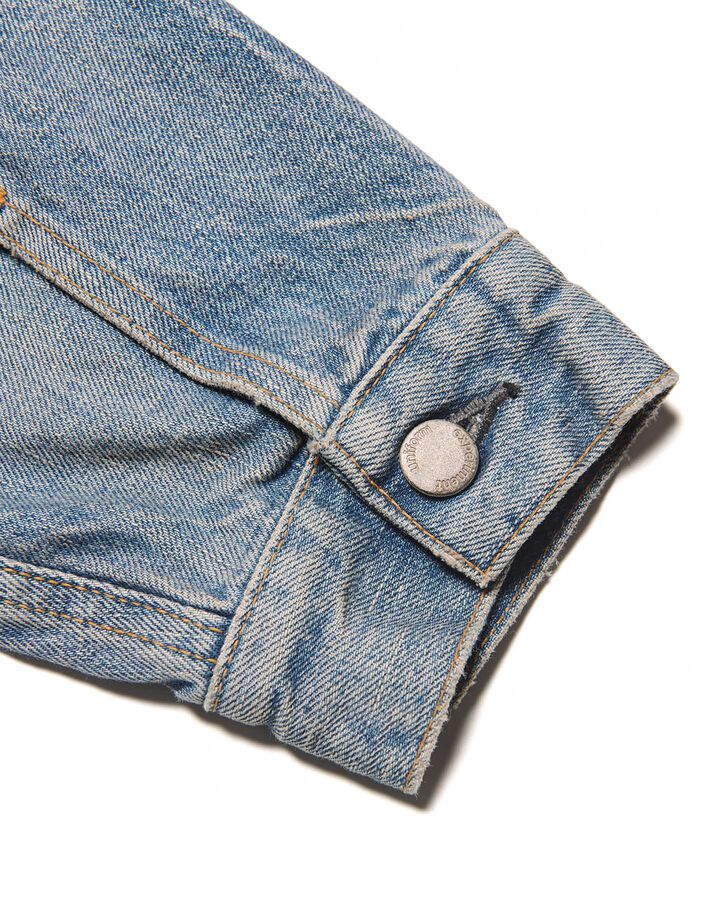 DAMAGED DENIM TRUCKER JACKET,INDIGO, medium image number 5