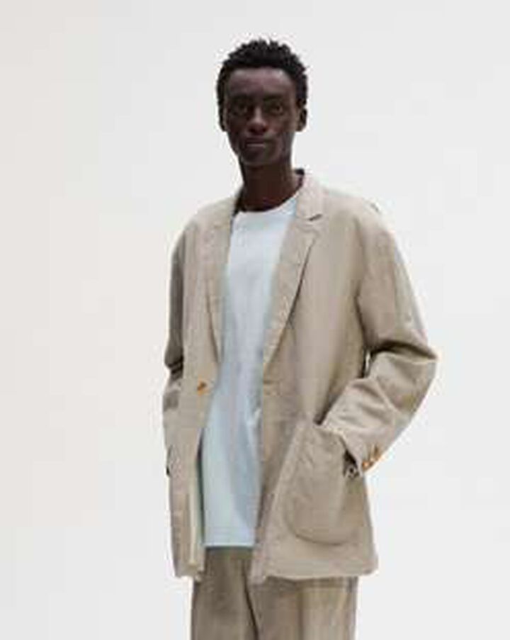 LINEN WOOL RELAX FIT 1BUTTON BLAZER,BEIGE, medium image number 4