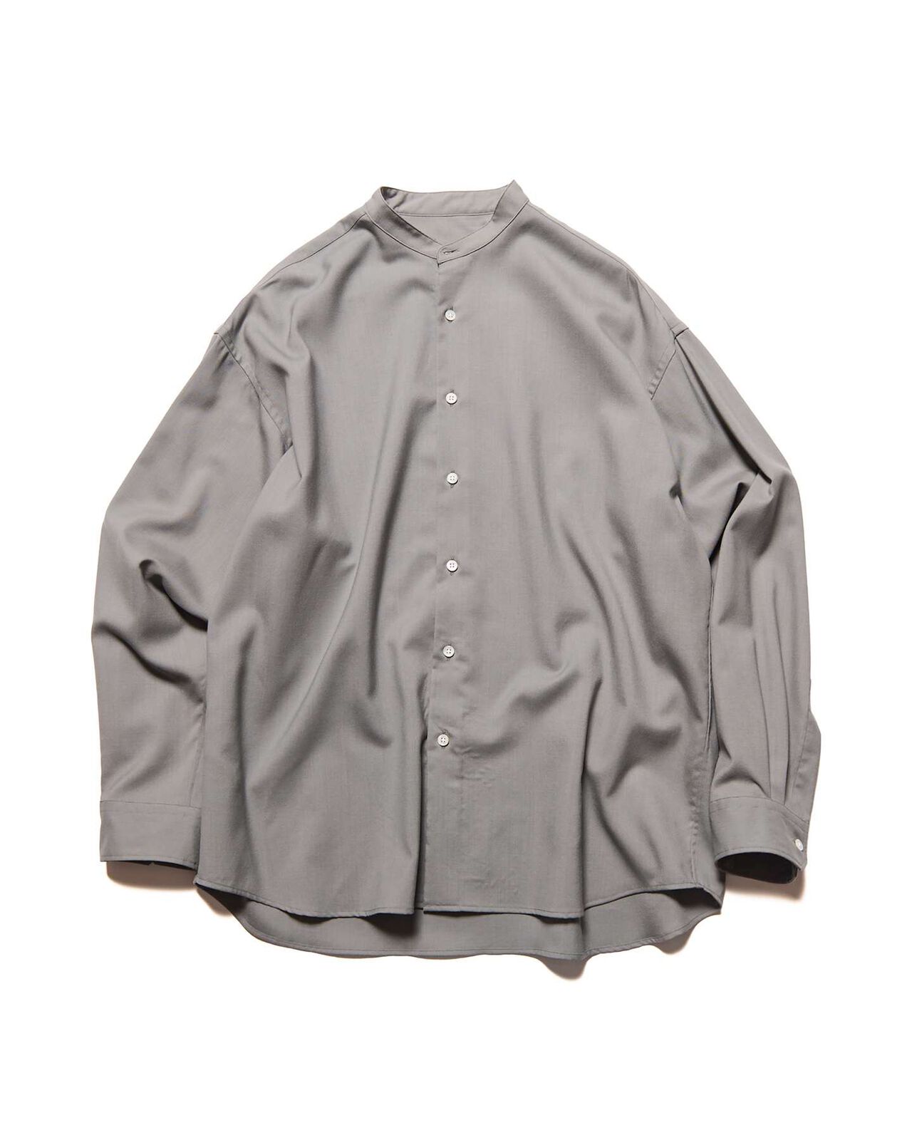 WASHBLE WOOL BAND COLLAR SHIRT,GREIGE, large image number 0