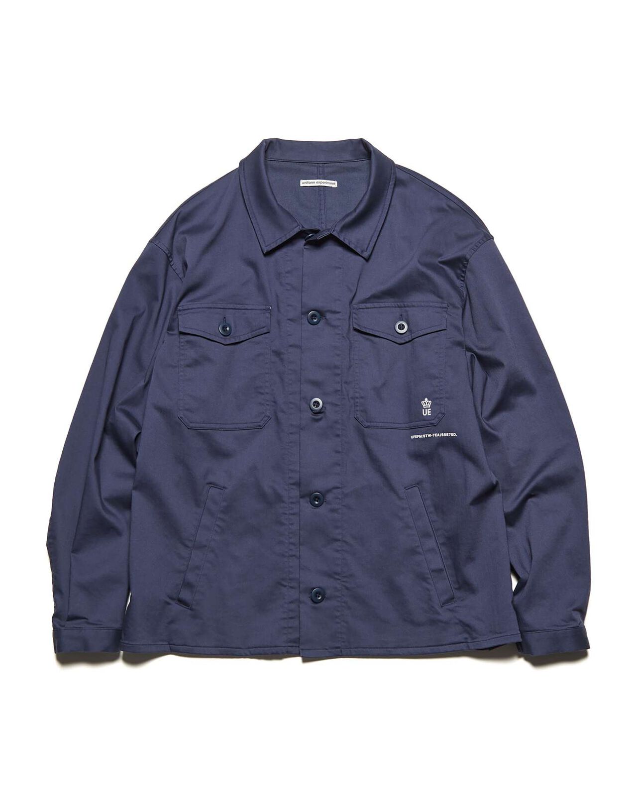STRETCH TWILL FATIGUE SHIRT,NAVY, large image number 0