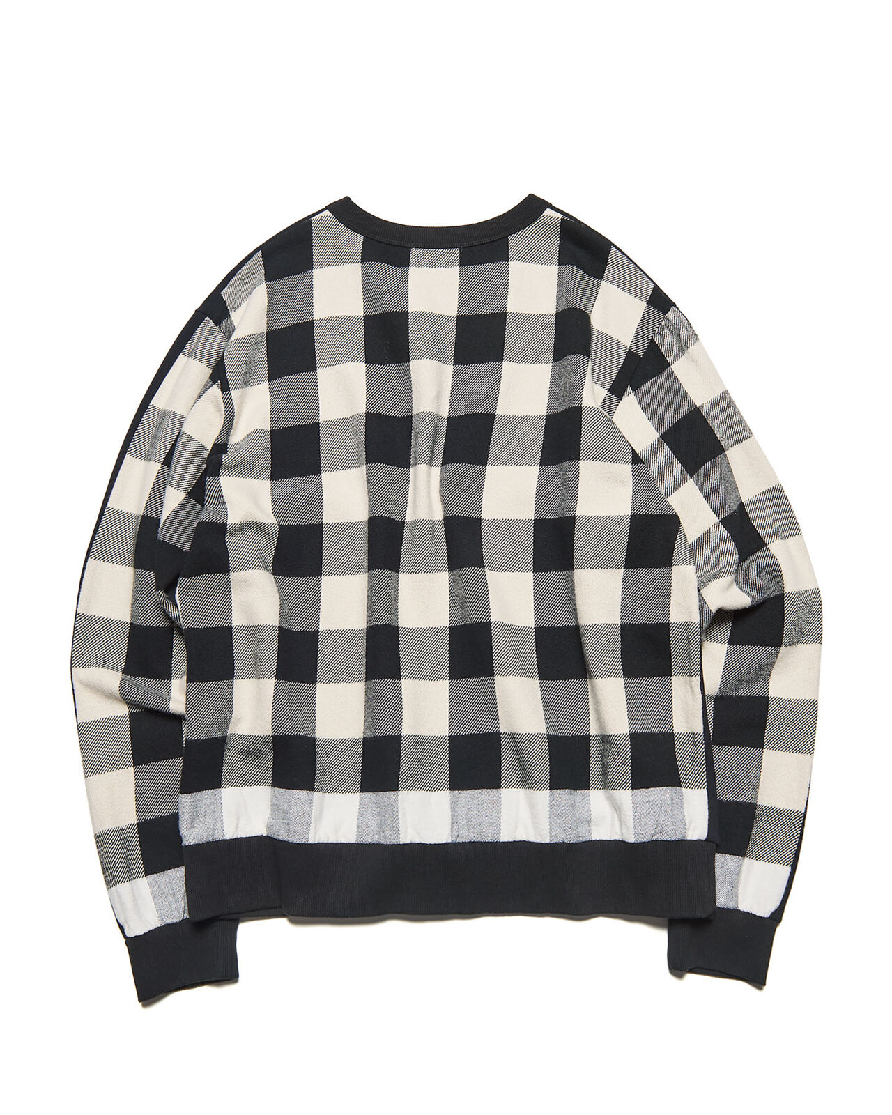 LINE FLANNEL CHECK PANELED CREWNECK TOP,BLACK, large image number 1