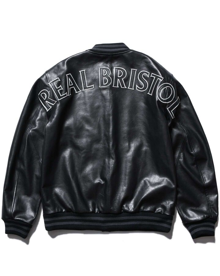 LEATHER TEAM VARSITY BLOUSON,BLACK, medium image number 1