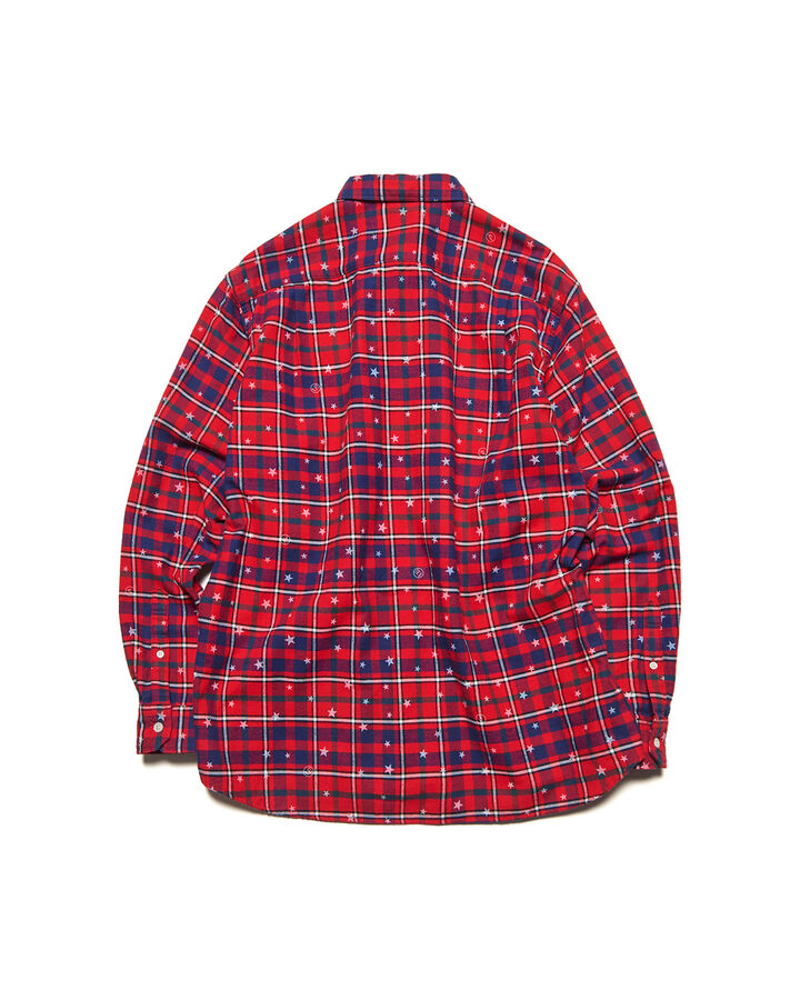 STAR PRINT CHECK SHIRT,RED, medium image number 1