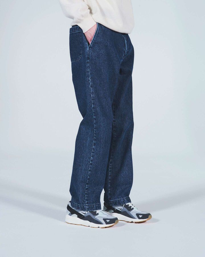 WASHED DENIM STRAIGHT PANTS,BLACK, medium image number 6