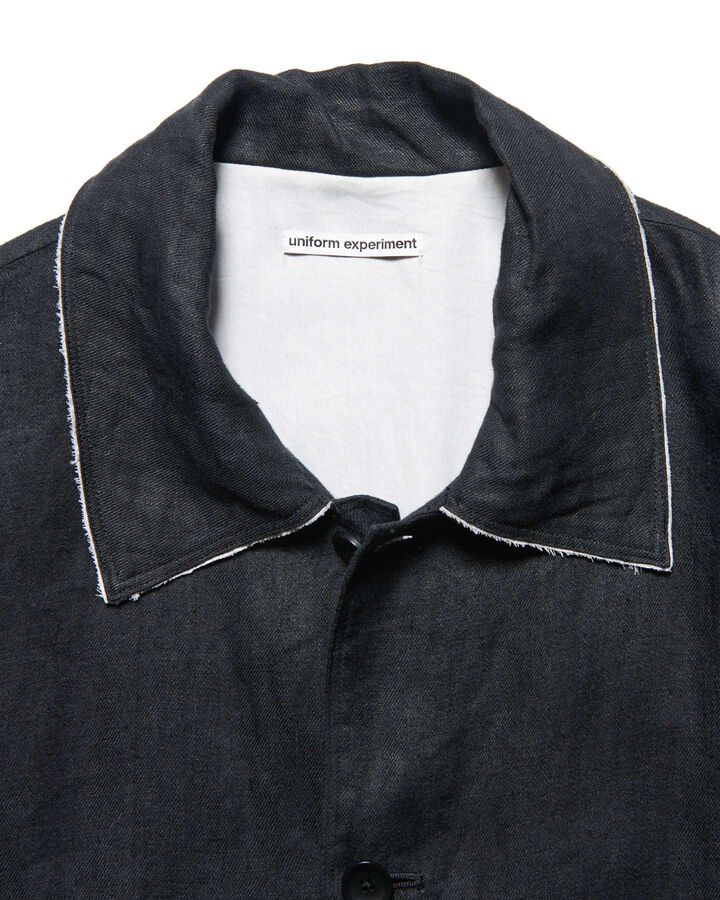 BRUSHED LINEN CUT-OFF JACKET,BLACK, medium image number 2
