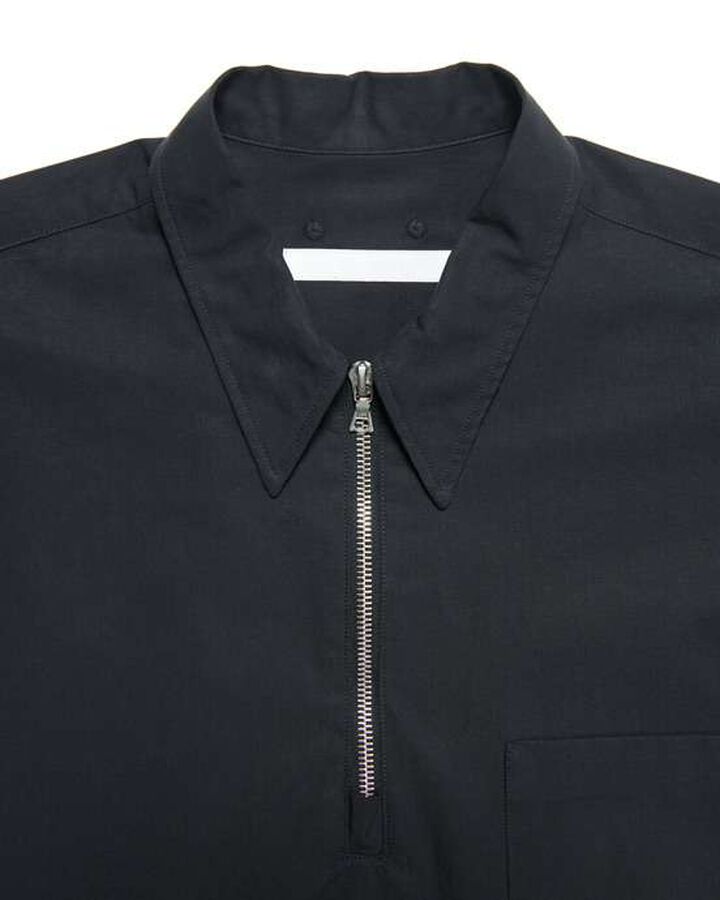 ORGANIC COTTON HALF ZIP S/S SHIRT,BLACK, medium image number 2