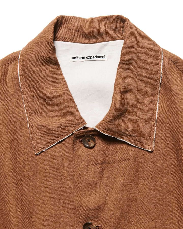BRUSHED LINEN CUT-OFF JACKET,BROWN, medium image number 2