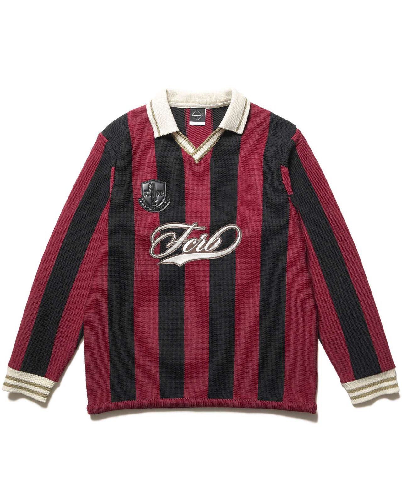 STRIPE KNIT SHIRT,BURGUNDY, large image number 0