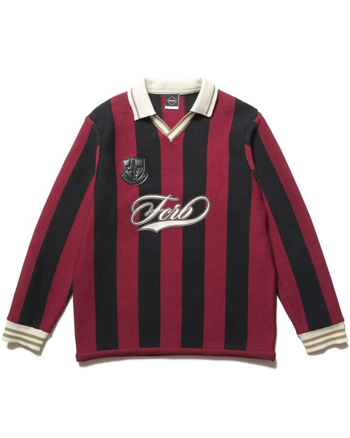 STRIPE KNIT SHIRT,BURGUNDY, medium