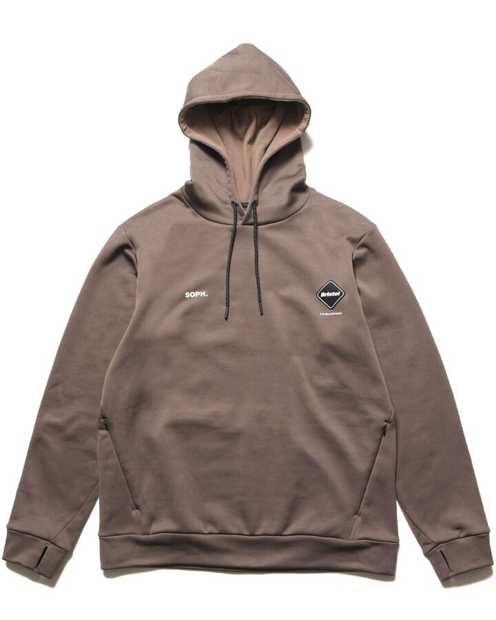 STRETCH FLEECE HOODIE,MOCHA, medium