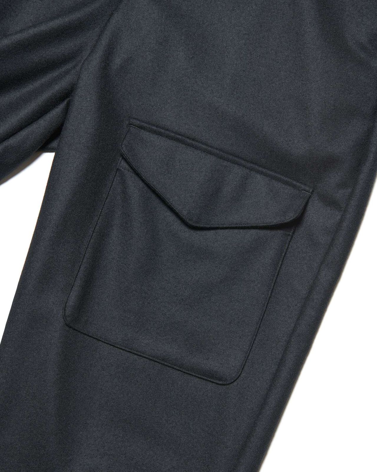 LIGHT MELTON WOOL ROYAL NAVY PANTS,BLACK, large image number 2