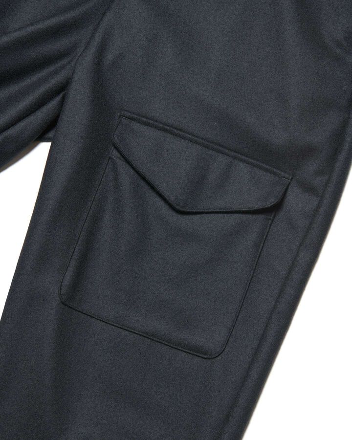 LIGHT MELTON WOOL ROYAL NAVY PANTS,BLACK, medium image number 2