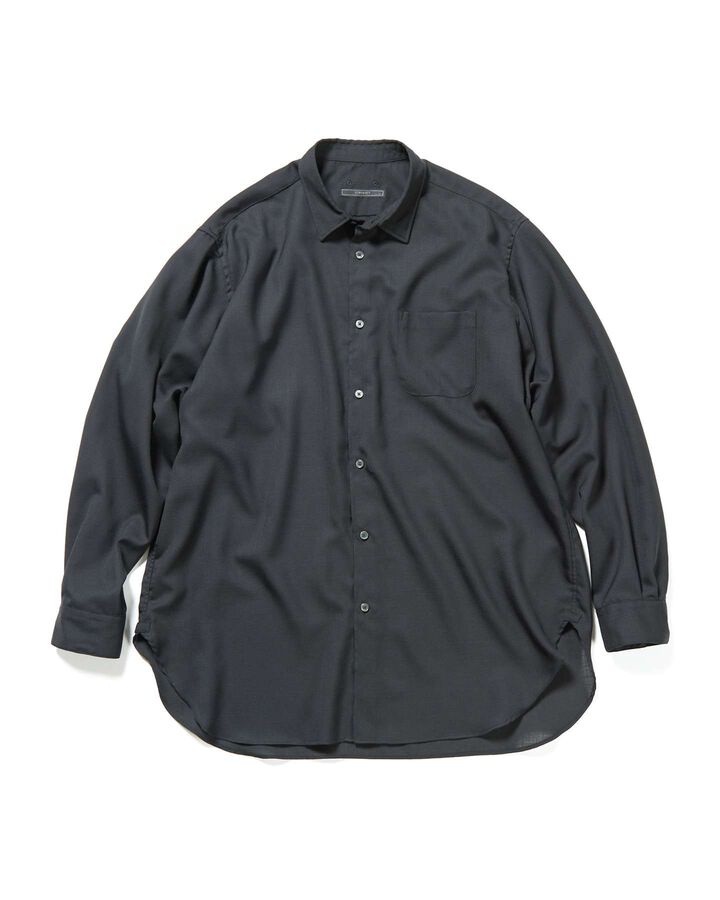 WOOL TWILL BAGGY LONG SHIRT,BLACK, medium