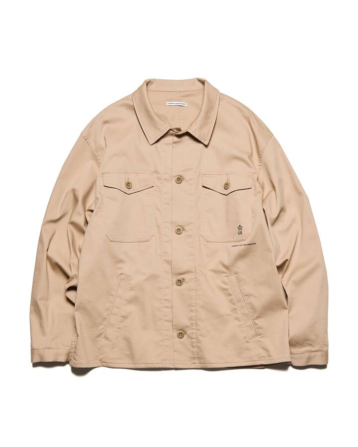 STRETCH TWILL FATIGUE SHIRT,BEIGE, medium
