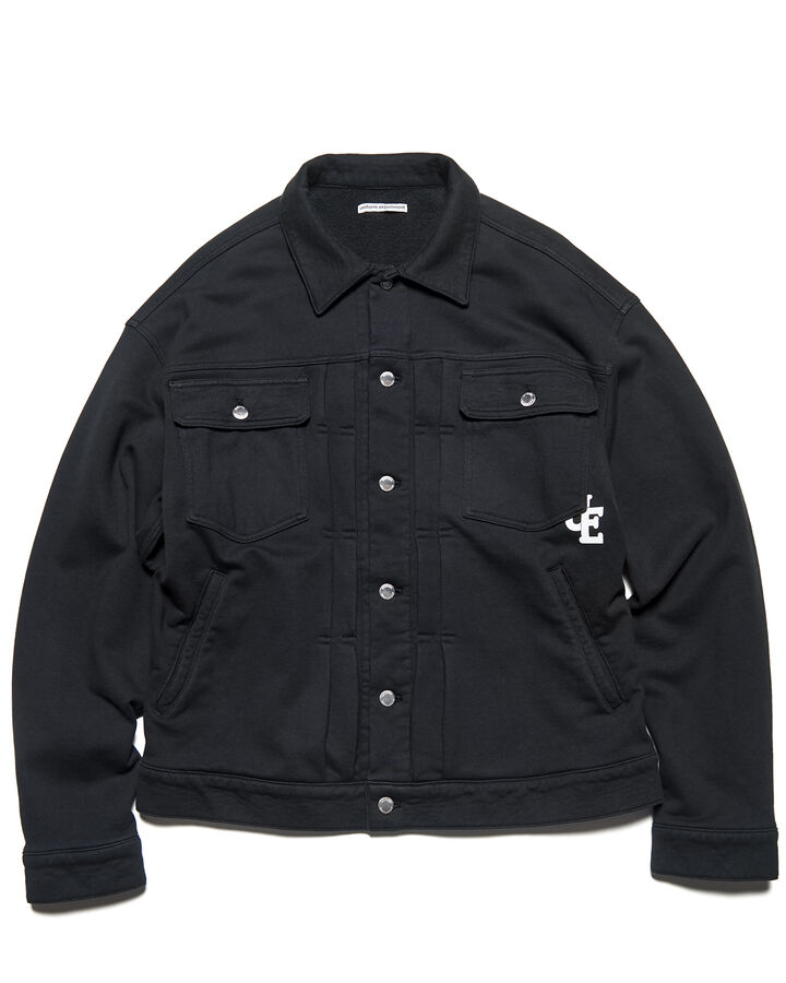 SWEAT TRUCKER JACKET,BLACK, medium