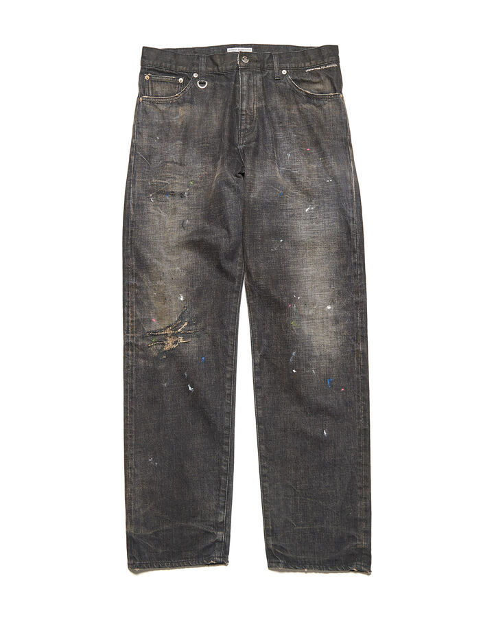 DAMAGED DENIM REGULAR-FIT JEANS,BLACK, medium