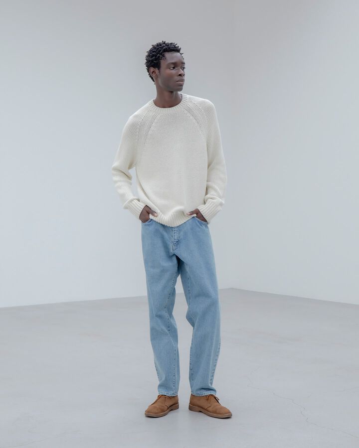 LOW GAUGE CREWNECK KNIT,OFF WHITE, medium image number 3