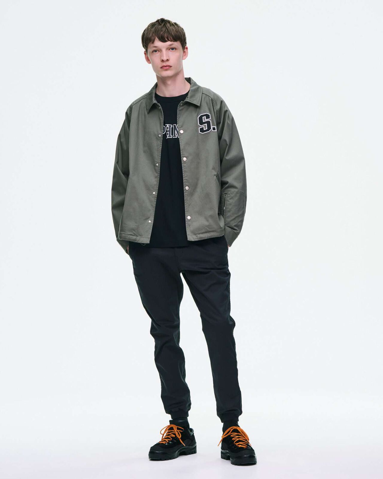 STRETCH TWILL COACH JACKET,KHAKI, large image number 7